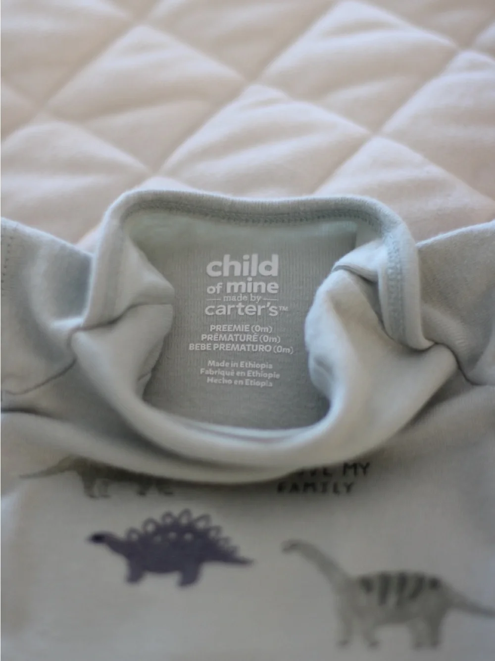 Carter's Light Blue Dinosaur Family One-Piece Bodysuit